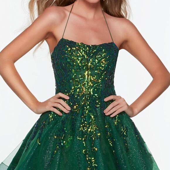 NWT Alyce Paris 3111 Homecoming Dress Sequins Neon Pink size 6
